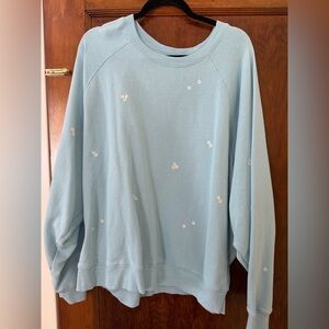 Old Navy Sky Blue Sweatshirt With Embroidered Daisies